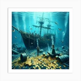 Pirate Ship In The Ocean 1 Art Print