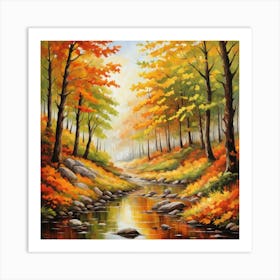 Forest In Autumn In Minimalist Style Square Composition 34 Art Print