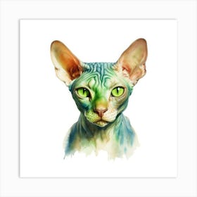 Don Sphynx Green Eyed Cat Portrait 1 Art Print