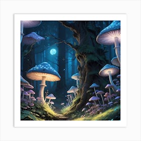 Mushrooms In The Forest Art Print