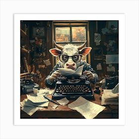 Funny Cow Writer Vintage 8 Art Print