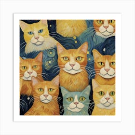 Default Van Gogh Cats 3 Art Print