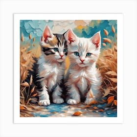 Two Kittens In The Grass Art Print