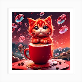 Cat In A Cup Art Print