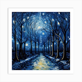 Starry Night In The Forest 2 Art Print