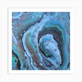 Silver And Green Geode Art Print