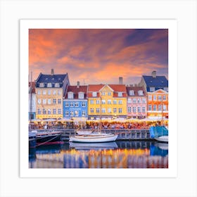 Charming Copenhagen Evening Mood At Nyhavn Art Print