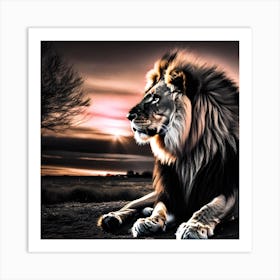 Lion At Sunset 15 Art Print