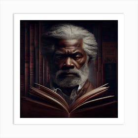 A Black Man Reading a Book Art Print