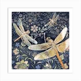 Dragonflies -Golden Art Print