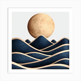 Moon And Waves 53 Art Print