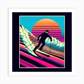 Skier At Sunset Art Print