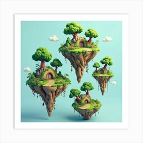 Whimsical Floating Islands With Lush Vegetation 1 Art Print