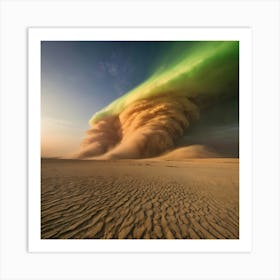 Stock Photography A Sandstorm With A Green Flash At Sunset 2(1) Art Print