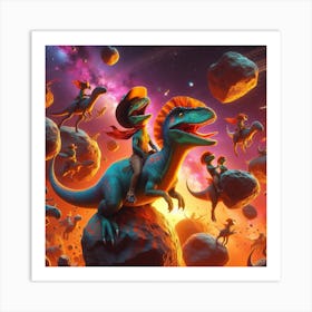 Dinosaurs In Space 1 Art Print