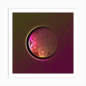 Geometric Neon Glyph on Jewel Tone Triangle Pattern 232 Art Print