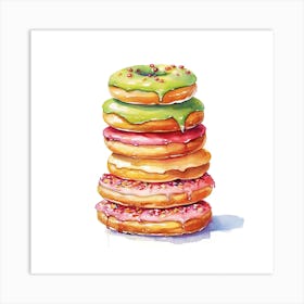 Stack Of Pistachio Donuts 3 Art Print