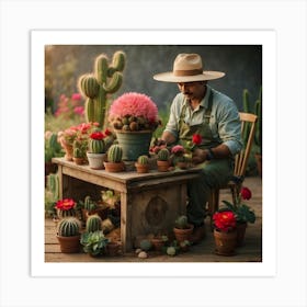 Cactus Gardener Art Print