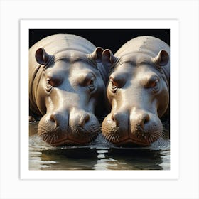 Elegant Hippo Couple Art Print