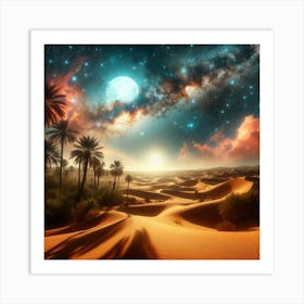 Desert Landscape With Stars Art Print