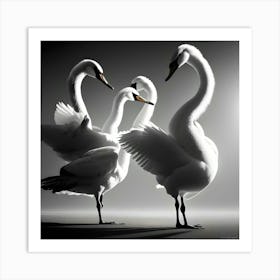 Swans In Flight Art Print