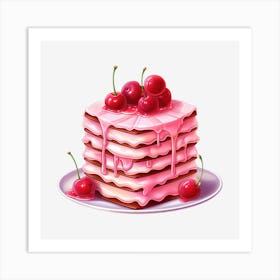 Cake With Cherries 5 Art Print
