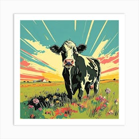 Cow In The Field Art Print