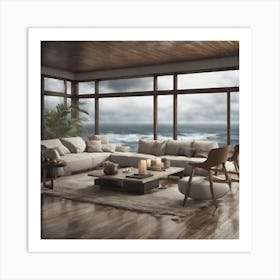 Living Room With Ocean View Art Print