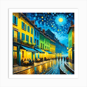 Starry Night In Paris Art Print