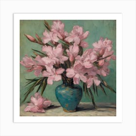 Pink Flowers In A Vase Oleanders Vinvent Van Gogh (5) Art Print