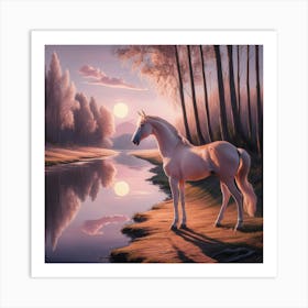 Unicorn By The River 1 Art Print