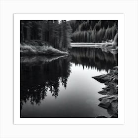 Black And White Lake Art Print