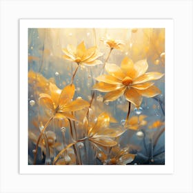 Yellow Flowers In The Rain Art Print