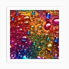 Rainbow Water Droplets Art Print