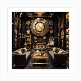 Time in Black And Gold Art Print