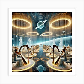 A Luxurious Futuristic Restaurant Showcasing Live Art Print