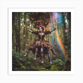 Rainbow Flying Marionette Spider Forrest Fairy  Art Print