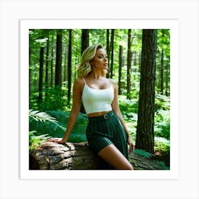 Beautiful Woman In The Forest 11 Art Print