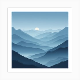 Misty mountains background in blue tone 79 Art Print