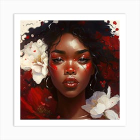 Black Girl With Flowers 5 Art Print