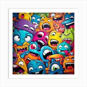 Cartoon Monsters 1 Art Print