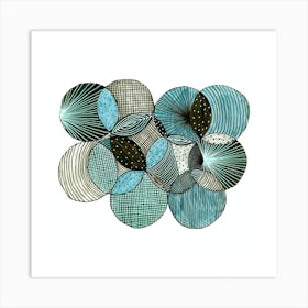 Circles Interlocking 2 Green Gray Abstract 1 Art Print