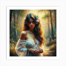 Girl In The Woods4 Art Print