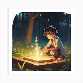 Boy In The Woods Art Print