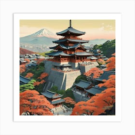 Kiyomizu Dera Temple Japan Vintage Travel Art Art Print 2 Art Print