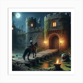 Fantasy Castle At Night Art Print