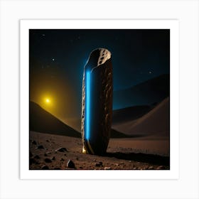 Blue alien monolith sitting on Mars's surface Art Print