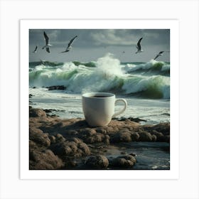 Coffee Cup On The Beach 17 Art Print