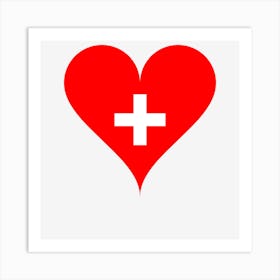 Love Heart Flag Switzerland Cross Red White Heart Love Red White Art Print