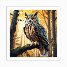 Owl In The Forest 223 Art Print